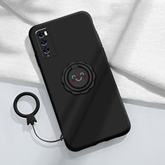 Funda Silicona Carcasa Ultrafina Goma con Magnetico Anillo de dedo Soporte A02 para Huawei Enjoy Z 5G Negro