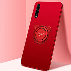 Funda Silicona Carcasa Ultrafina Goma con Magnetico Anillo de dedo Soporte A02 para Huawei P smart S Rojo