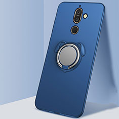 Funda Silicona Carcasa Ultrafina Goma con Magnetico Anillo de dedo Soporte A02 para Nokia 7 Plus Azul