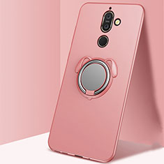 Funda Silicona Carcasa Ultrafina Goma con Magnetico Anillo de dedo Soporte A02 para Nokia 7 Plus Oro Rosa