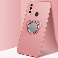 Funda Silicona Carcasa Ultrafina Goma con Magnetico Anillo de dedo Soporte A02 para Oppo A53 Oro Rosa