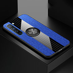 Funda Silicona Carcasa Ultrafina Goma con Magnetico Anillo de dedo Soporte A02 para Oppo K7 5G Azul