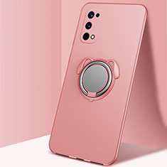 Funda Silicona Carcasa Ultrafina Goma con Magnetico Anillo de dedo Soporte A02 para Realme X7 5G Oro Rosa