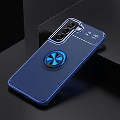 Funda Silicona Carcasa Ultrafina Goma con Magnetico Anillo de dedo Soporte A02 para Samsung Galaxy S21 5G Azul