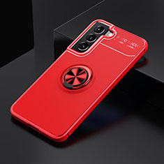Funda Silicona Carcasa Ultrafina Goma con Magnetico Anillo de dedo Soporte A02 para Samsung Galaxy S21 5G Rojo