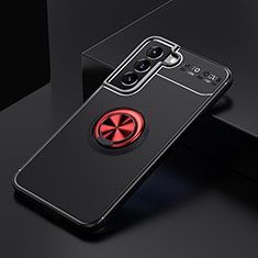 Funda Silicona Carcasa Ultrafina Goma con Magnetico Anillo de dedo Soporte A02 para Samsung Galaxy S21 Plus 5G Rojo y Negro