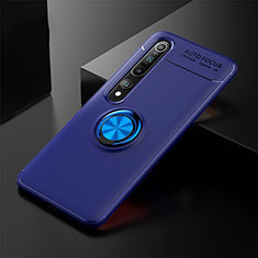Funda Silicona Carcasa Ultrafina Goma con Magnetico Anillo de dedo Soporte A02 para Xiaomi Mi 10 Pro Azul