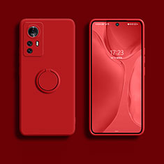 Funda Silicona Carcasa Ultrafina Goma con Magnetico Anillo de dedo Soporte A02 para Xiaomi Mi 12 5G Rojo
