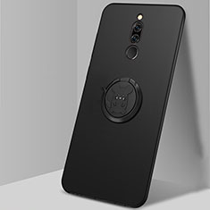 Funda Silicona Carcasa Ultrafina Goma con Magnetico Anillo de dedo Soporte A02 para Xiaomi Redmi 8 Negro