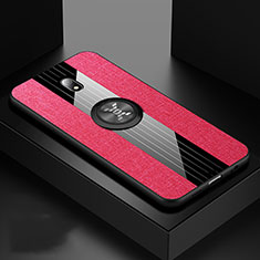 Funda Silicona Carcasa Ultrafina Goma con Magnetico Anillo de dedo Soporte A02 para Xiaomi Redmi 8A Rosa Roja