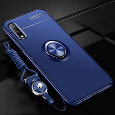 Funda Silicona Carcasa Ultrafina Goma con Magnetico Anillo de dedo Soporte A03 para Huawei Honor 9X Azul