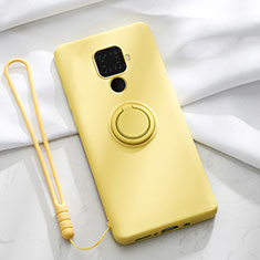 Funda Silicona Carcasa Ultrafina Goma con Magnetico Anillo de dedo Soporte A03 para Huawei Mate 30 Lite Amarillo