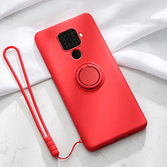 Funda Silicona Carcasa Ultrafina Goma con Magnetico Anillo de dedo Soporte A03 para Huawei Nova 5i Pro Rojo