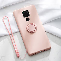 Funda Silicona Carcasa Ultrafina Goma con Magnetico Anillo de dedo Soporte A03 para Huawei Nova 5z Rosa