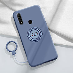 Funda Silicona Carcasa Ultrafina Goma con Magnetico Anillo de dedo Soporte A03 para Oppo A8 Gris