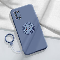 Funda Silicona Carcasa Ultrafina Goma con Magnetico Anillo de dedo Soporte A03 para Oppo A92 Gris