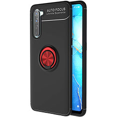 Funda Silicona Carcasa Ultrafina Goma con Magnetico Anillo de dedo Soporte A03 para Oppo F15 Rojo y Negro