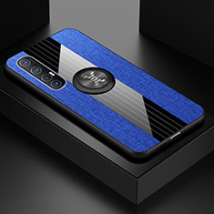 Funda Silicona Carcasa Ultrafina Goma con Magnetico Anillo de dedo Soporte A03 para Oppo Find X2 Neo Azul