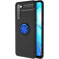 Funda Silicona Carcasa Ultrafina Goma con Magnetico Anillo de dedo Soporte A03 para Oppo K7 5G Azul y Negro