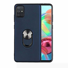 Funda Silicona Carcasa Ultrafina Goma con Magnetico Anillo de dedo Soporte A03 para Samsung Galaxy A71 5G Azul