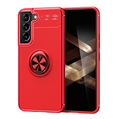 Funda Silicona Carcasa Ultrafina Goma con Magnetico Anillo de dedo Soporte A03 para Samsung Galaxy S24 5G Rojo