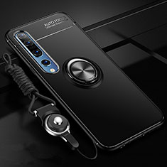 Funda Silicona Carcasa Ultrafina Goma con Magnetico Anillo de dedo Soporte A03 para Xiaomi Mi 10 Pro Negro