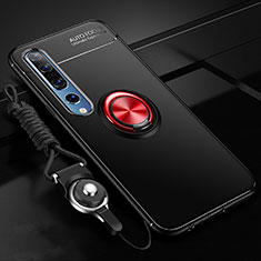 Funda Silicona Carcasa Ultrafina Goma con Magnetico Anillo de dedo Soporte A03 para Xiaomi Mi 10 Pro Rojo y Negro