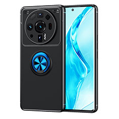 Funda Silicona Carcasa Ultrafina Goma con Magnetico Anillo de dedo Soporte A03 para Xiaomi Mi 12 Ultra 5G Azul y Negro