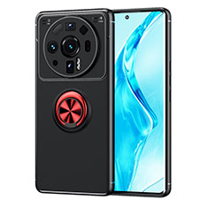 Funda Silicona Carcasa Ultrafina Goma con Magnetico Anillo de dedo Soporte A03 para Xiaomi Mi 12 Ultra 5G Rojo y Negro