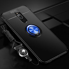 Funda Silicona Carcasa Ultrafina Goma con Magnetico Anillo de dedo Soporte A03 para Xiaomi Redmi 8 Azul y Negro