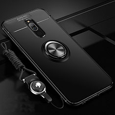 Funda Silicona Carcasa Ultrafina Goma con Magnetico Anillo de dedo Soporte A03 para Xiaomi Redmi 8 Negro