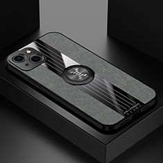 Funda Silicona Carcasa Ultrafina Goma con Magnetico Anillo de dedo Soporte A04 para Apple iPhone 14 Plus Gris