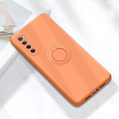 Funda Silicona Carcasa Ultrafina Goma con Magnetico Anillo de dedo Soporte A04 para Huawei Nova 7 5G Naranja