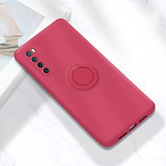 Funda Silicona Carcasa Ultrafina Goma con Magnetico Anillo de dedo Soporte A04 para Huawei Nova 7 5G Rojo
