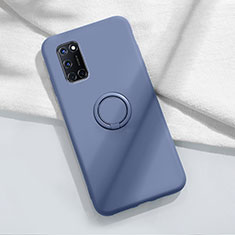 Funda Silicona Carcasa Ultrafina Goma con Magnetico Anillo de dedo Soporte A04 para Oppo A52 Gris