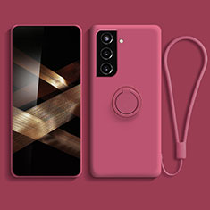 Funda Silicona Carcasa Ultrafina Goma con Magnetico Anillo de dedo Soporte A04 para Samsung Galaxy S24 Plus 5G Rojo Rosa