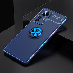 Funda Silicona Carcasa Ultrafina Goma con Magnetico Anillo de dedo Soporte A04 para Xiaomi Mi 12 5G Azul