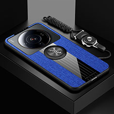 Funda Silicona Carcasa Ultrafina Goma con Magnetico Anillo de dedo Soporte A04 para Xiaomi Mi 12 Ultra 5G Azul
