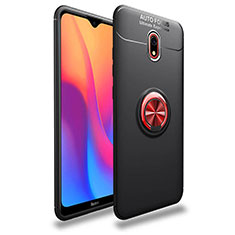Funda Silicona Carcasa Ultrafina Goma con Magnetico Anillo de dedo Soporte A04 para Xiaomi Redmi 8A Rojo y Negro