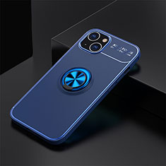 Funda Silicona Carcasa Ultrafina Goma con Magnetico Anillo de dedo Soporte A05 para Apple iPhone 13 Azul