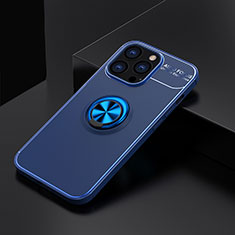 Funda Silicona Carcasa Ultrafina Goma con Magnetico Anillo de dedo Soporte A05 para Apple iPhone 13 Pro Azul