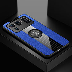 Funda Silicona Carcasa Ultrafina Goma con Magnetico Anillo de dedo Soporte A05 para Xiaomi Mi 11 Ultra 5G Azul