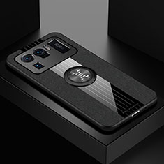Funda Silicona Carcasa Ultrafina Goma con Magnetico Anillo de dedo Soporte A05 para Xiaomi Mi 11 Ultra 5G Negro