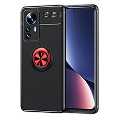 Funda Silicona Carcasa Ultrafina Goma con Magnetico Anillo de dedo Soporte A05 para Xiaomi Mi 12 Lite 5G Rojo y Negro