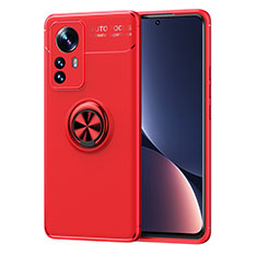 Funda Silicona Carcasa Ultrafina Goma con Magnetico Anillo de dedo Soporte A05 para Xiaomi Mi 12 Pro 5G Rojo