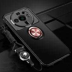 Funda Silicona Carcasa Ultrafina Goma con Magnetico Anillo de dedo Soporte A05 para Xiaomi Mi 12 Ultra 5G Oro