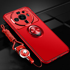 Funda Silicona Carcasa Ultrafina Goma con Magnetico Anillo de dedo Soporte A05 para Xiaomi Mi 12 Ultra 5G Rojo
