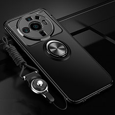 Funda Silicona Carcasa Ultrafina Goma con Magnetico Anillo de dedo Soporte A05 para Xiaomi Mi 12S Ultra 5G Negro