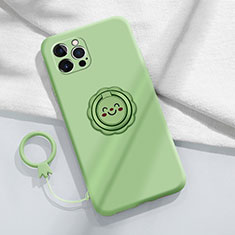 Funda Silicona Carcasa Ultrafina Goma con Magnetico Anillo de dedo Soporte A06 para Apple iPhone 13 Pro Max Verde