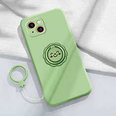 Funda Silicona Carcasa Ultrafina Goma con Magnetico Anillo de dedo Soporte A06 para Apple iPhone 13 Verde